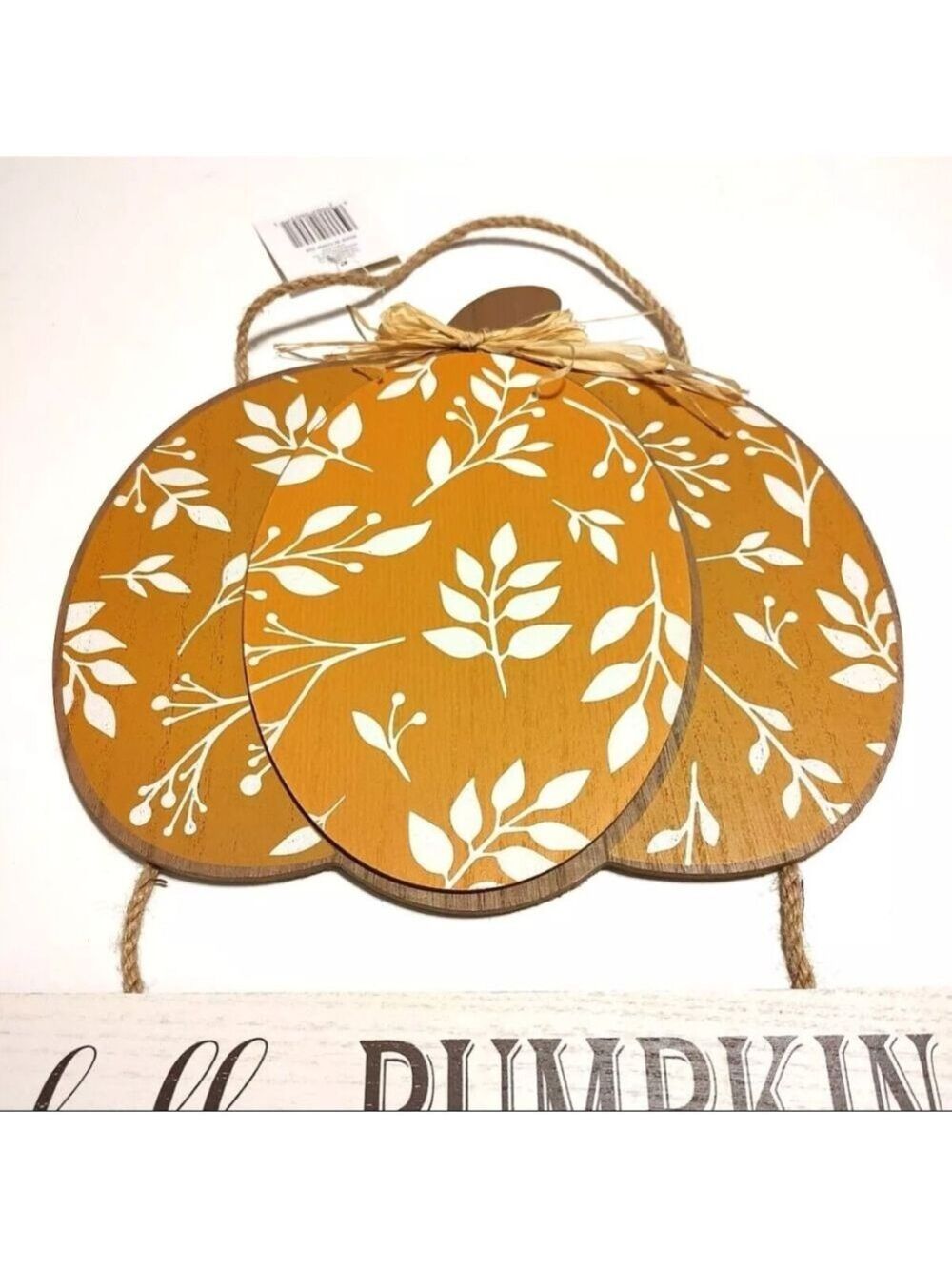 Autumn Pumpkin Wall Decor Orange and White - Picture 3 of 11